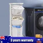 Laundry Basket Clothes Washing Storage Hamper Bin Wheeled 3 Tier Shelf Rolling