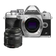 Olympus OM D E M10 Mark IV Camera Body Silver with Digital ED Lens Bundle