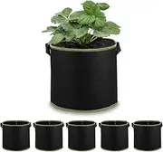 Gautio 5-Pack Plant Grow Bags, Heavy Duty Nonwoven Aeration Fabric Pots, Reusable Garden Planter Pots for Vegetables, Flowers, Plants (7 Gallon)