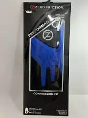 Mens Zero Friction Compression Golf Glove Universal Fit One Size LEFT Blue/Black