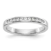 0.19ct. CZ Solid Real 14K White Gold 11-1.6mmStone Channel Wedding Band Ring