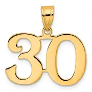 14k Yellow Gold Polished Number 30 Pendant