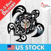 Sea Turtle Clock Vinyl Record Wall Art Hawaiian Decoration Room Decor Xmas Gifts