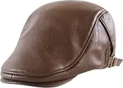 [Lifup] Men's Adjustable Newsboy Hat Beret Hat Leather Driving Ivy Hat Flat Cap Cabbie Hat