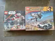 2 LEGO Kits-77012 Indiana Jones Fighter Plane Chase & 75378 BARC Speeder Escape