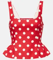 [Posse] Posse Rosalie polka-dot linen top UK 14 red