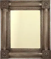 28"x24" Mexican Handmade Mission Sun Brown Decorative Tin Mirror