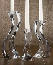 Mikasa Serpentine Crystal Candlestick Holders Set of 3 - New in Box