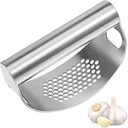 PRETYZOOM Garlic Press Rocker Stainless Steel Mincer Tool with Enhanced Grip for Effortless Crushing Easy Cleaning and Kitchen Use