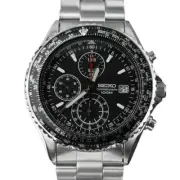SEIKO Chronograph SND253P1 FlightMaster Quartz Watch Silver Steel Date 7T62 Lume