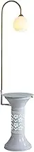 Modern Floor Lamp with Table, Side Table with USB Charging Port, Modern Bedside Nightstand End Table with Lamp for Living Room, Bedroom, Guest Room Standing Light(White)