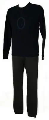 TRUSSARDI men's interlock long sleeve crew neck pajamas article NT659W PGL (SUIT