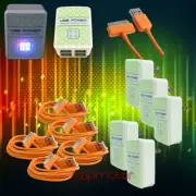 5X 4 USB PORT POWER ADAPTER+10FT CABLE CHARGER DATA ORANGE IPHONE IPOD NANO IPAD