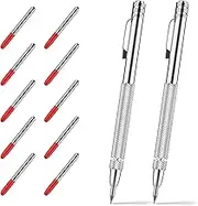 Glieskir 2 Pack Tungsten Carbide Scriber with Magnet,with Extra 10 Replacement Marking Tip,Etching Engraving Pen for Glass/Ceramics/Metal Sheet