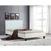 King Single PU Leather Bed Frame White