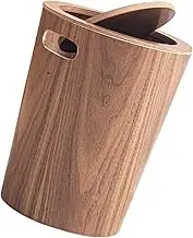 B Baosity Wood Trash Can, Waste Container, Rustic Decorative Flip Top Garbage Bin, Walnut
