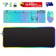 Rechargeable Wireless Gaming Keyboard Mouse and Mat RGB Backlit for PC PS4 MAC