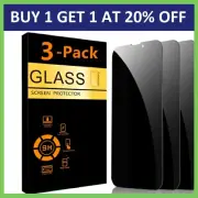 3 Pack for iPhone 16 15 14 13 12 Pro Max Privacy Tempered Glass Screen Protector