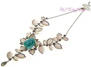 Gold Deco Mesh Lace Rose Flower Scrollwork Collar Necklace w/ Swarovski Crystals
