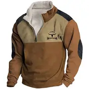 Men's Graphic Color Block Cowboy Sweatshirts Sweatshirt Zip Sweatshirt Long Sleeve Sweatshirt Quarter Zip Daily Basic Casual 3D Print Vacation Holiday Going ou