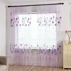 Romantic Flower Pattern Sheer Curtain Transparent Tulle Curtain Bedroom