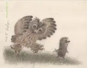 Hedgehog in the Fog drawing over pochoir by Norstein/Yarbusova (Hedgehog & Owl)