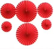 Red Hanging Paper Fans Party Decoration Set Wall Background Ceiling Hanging Deco