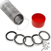 Air-Tite 1 Coin Holder Storage Container & 20 Black Ring 32mm Capsules for 1oz Gold Eagles by Air-Tite