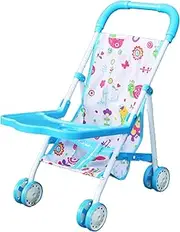 Baby Dolls Pram Dolls Pram for 3+ Kids Foldable Simulated Toy Pram Large Capacity Baby Stroller Toy with Easy-Grip Handles Dolls Pushchair Blue