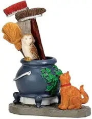 Retired 2017 Lemax Spooky Town Broom Cauldron Holder