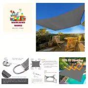 10' x 13' Sun Shade Sails Rectangle Canopy, Dark Grey UV Block Cover for Outd...