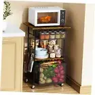 Mobile Kitchen Storage Cart with Drawers, Multifunctional Microwave Storage