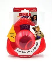 KONG Jumbler Flinger w/Tennis Ball Small/Medium Red Squeaky Tug & Fetch Dog Toy
