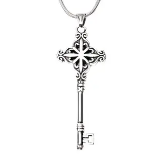 鈦鋼復古鑰匙項鏈男女歐美古典文藝吊墜十字架潮流掛件簡約配飾品
