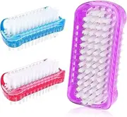 Piriuuo Pack of 3 Hand Brush, Nail Brush, Double-Sided Plastic Hand Brush, Nail Brush, Stiff Bristles, Nail Brush, Hand Wash Brush, Finger Nail Brush for Men and Women (Red, Blue, Purple)
