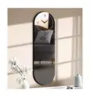SHYFOY Glass Wall Clock for Living Room Decor, Modern Clocks Grey and Gold Mi...