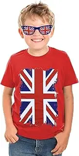 [Alaiyaky] Union Jack T Shirt for Kids, Classic Union Jack Tshirt Kids Boys Girls T Shirts Printed Union Jack Top Short Sleeve, British Union Jack Outfits for Royal Celebrations VE Day