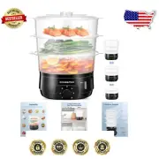 Fast Cooking 3-Tier Electric Food Steamer with 60-Minute Timer & Safety Design