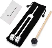 BOBOZHONG Tuning Fork 128 Hz,Aluminium Alloy Tuning Fork with Silicone Hammer and Bag Hammer Sound Healing Therapy Tool Set for Meditation and Therapy
