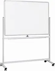 Visionchart Double-Sided Mobile Magnetic Chilli Whiteboard, 1800 x 1200 mm with Aluminium Frame - Large Portable Magnetic Dry Wipe Board on Wheels with Stand