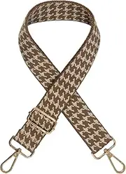 [AXKLBU] Wide Handbag&Purse Strap Jacquard Woven Guitar Style Multicolor Replacement Strap Canvas Adjustable Crossbody Bag Strap (n,Brown,white2), Multicolor