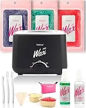 Freshine Pro Wax Pot Kit Non-stick Waxing Kit Warmer Heater 300g Wax Beads Personal Waxing Solution Spray Paperless Hair Removal (Black Waxing Kit)