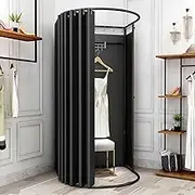 Temporary Changing Room, with Shading Curtain Clothing Store Fitting Room Frame, Changing Room for Clothing Store Portable Temporary Mobile Privacy Protection Dressing Room 85 * 80 * 200cm Black