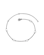 Genevive Silver CZ Heart Charm Ankle Bracelet