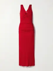 [Carolina Herrera] Carolina Herrera - Ruched Stretch-jersey Maxi Dress - Red - x large x large Red