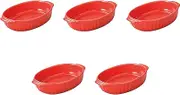 Set of 5, Red Two-Handed Oval Au Gratin Dish (7.1 x 4.3 x 1.6 inches (18 x 11 x 4 cm) | Setomonohonpo