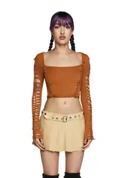 [Current Mood] Alternative Spells Long Sleeve Top - Light Brown
