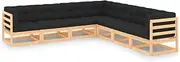 7 Piece Garden Lounge Set with Cushions Solid Pinewood, Garden Furniture Sets