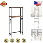 Freestanding Rustic Brown Over-The-Toilet Storage: 2 Shelves & Hooks Included