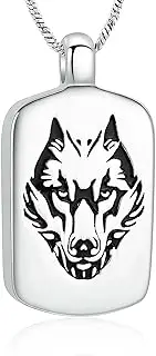 BIAIHQIE Wolf Urn Necklace for Ashes Stainless Steel Cremation Jewelry Keepsake Ashes Pendant Memorial for Jewelry for Men Women-Steel